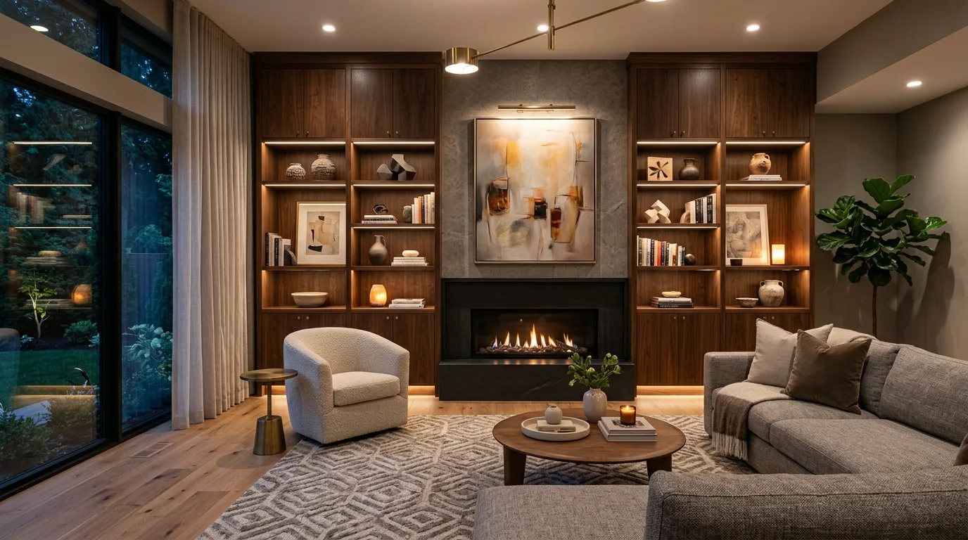 Finish with a wall that feels truly custom inspiration for a living room with fireplace built-ins.